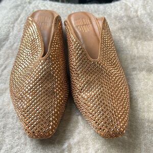Charlotte Stone Calvin Mules in Camel crystals SAMPLE SALE RARE